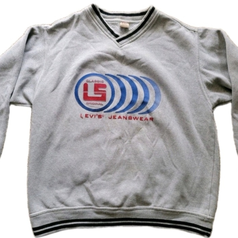 Levi's Jeanswear Classic Men's Gray V Neck Sweater Size Medium - Picture 1 of 10
